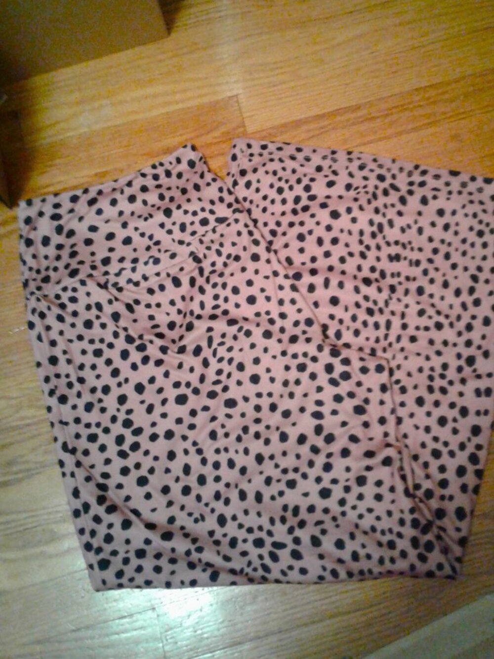 "Blush Polka Dots" Stretchy Wide Leg Lounge Palazzo Flat Front Pants 3X